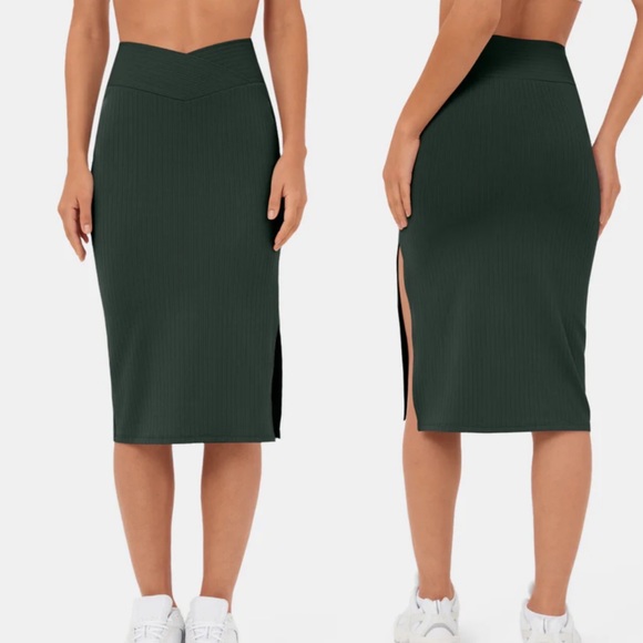 HALARA Skirts Halara Ribbed High Waist Crossover Side Split Bodycon